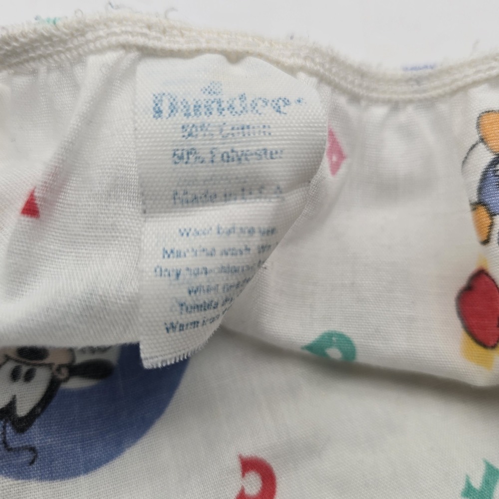 Vtg Dundee Disney Babies Crib Sheet "Baby's First ABC" Mickey Minnie Donald USA - Picture 3 of 5